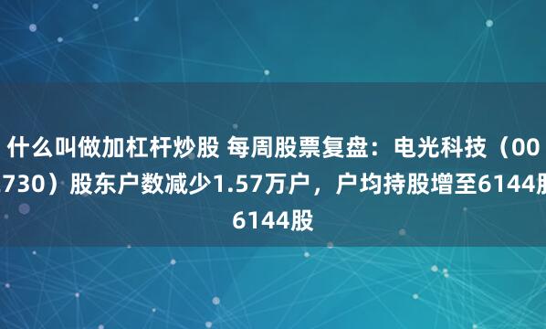 什么叫做加杠杆炒股 每周股票复盘：电光科技（002730）股东户数减少1.57万户，户均持股增至6144股