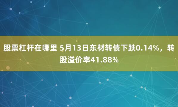 股票杠杆在哪里 5月13日东材转债下跌0.14%，转股溢价率41.88%